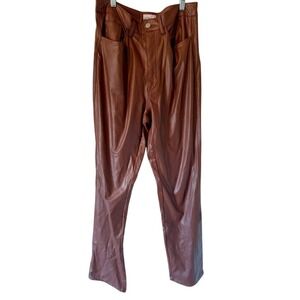 Danielle Bernstein‎ WeWoreWhat Croc Ankle Flare Brown FauxLeather Pant Size27/4